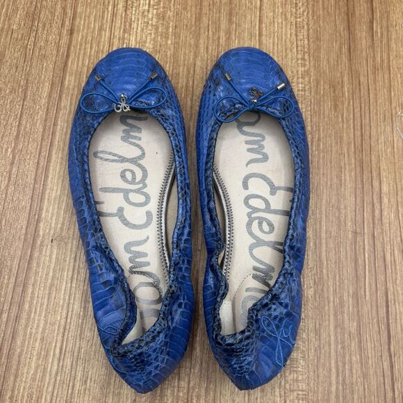 Sam Edelman Womens Leather Snakeskin Print Felicia Slip-on Ballet Flats Gray 7.5 - Picture 9 of 9